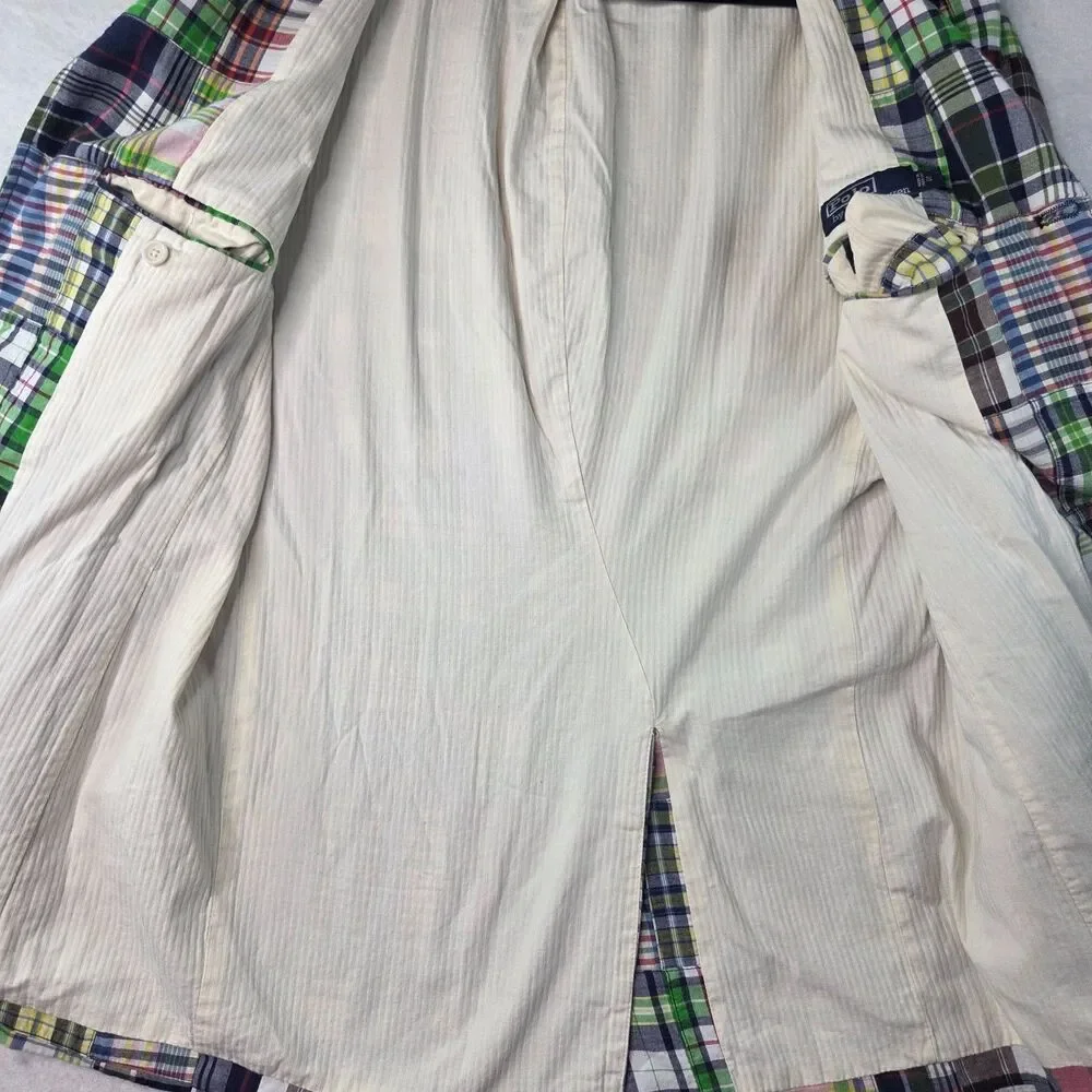 Polo Ralph Lauren Madras Patchwork  Sport Coat Blazer Men's Size S